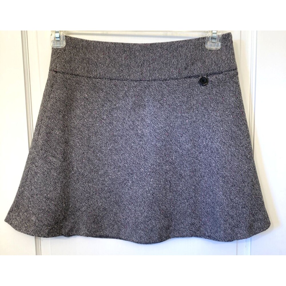 Vtg Y2K Wool Blend A Lined Dark Gray Tweed Skirt 2 Academia Preppy Grunge Indie